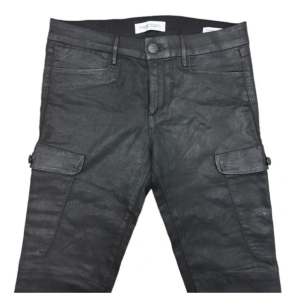 Habitual Denim Annex Onyx High Rise Cargo Pants Skinny Zipper Leg Stretchy - Picture 4 of 12